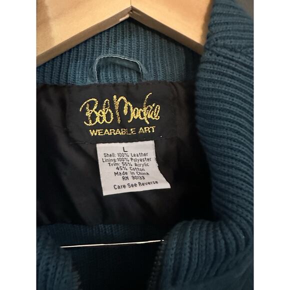 Bob Mackie Teal and Black Leather Jacket - Picture 4 of 7